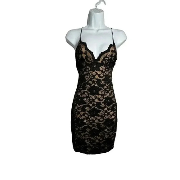 Baccio Couture black stretch lace bodycon dress size small - Picture 1 of 8